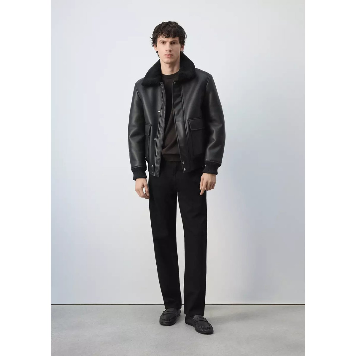 Veste double face intérieur moutonné noir, MANGO MAN