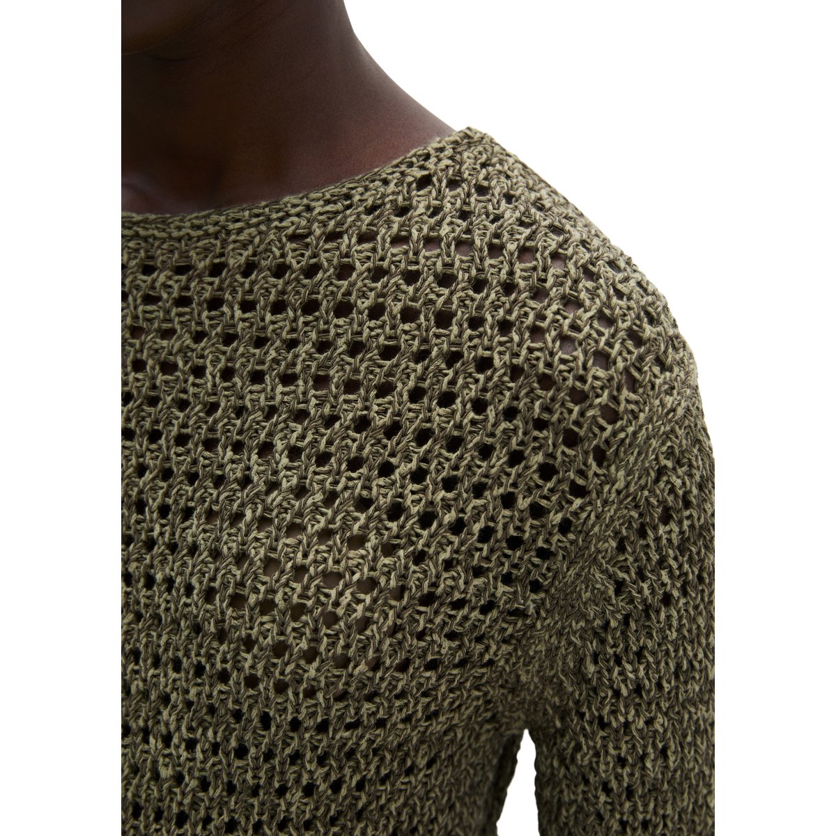 Pull en résille regular en mélange de coton bio vert, MARC O'POLO