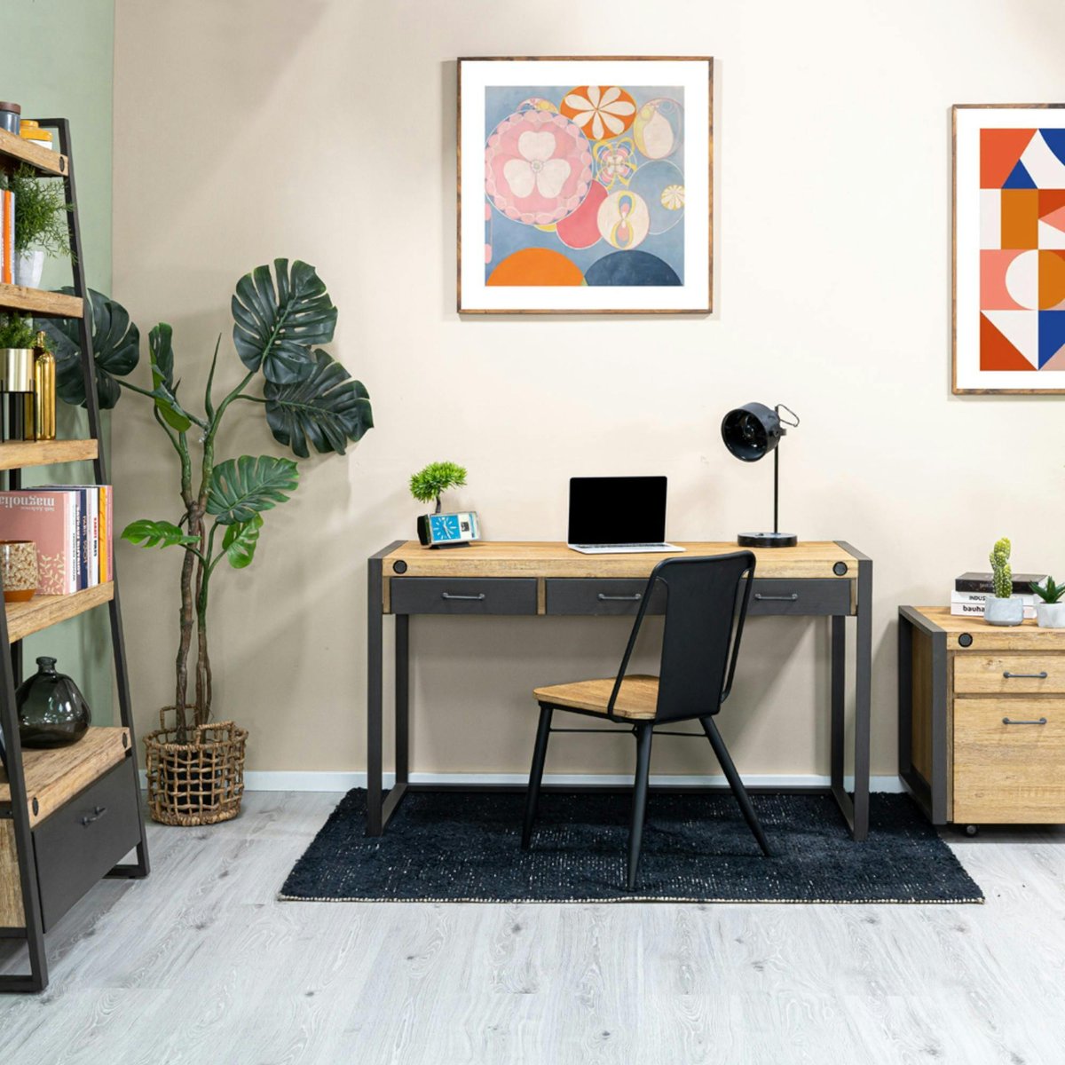 Chaise industrielle bois et métal noir BROOKLYN noir, PIER IMPORT