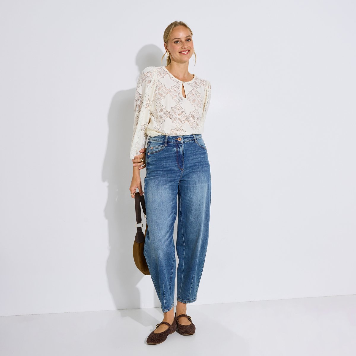 Blouse fluide ajourée blanc cassé ecru, GRAIN DE MALICE