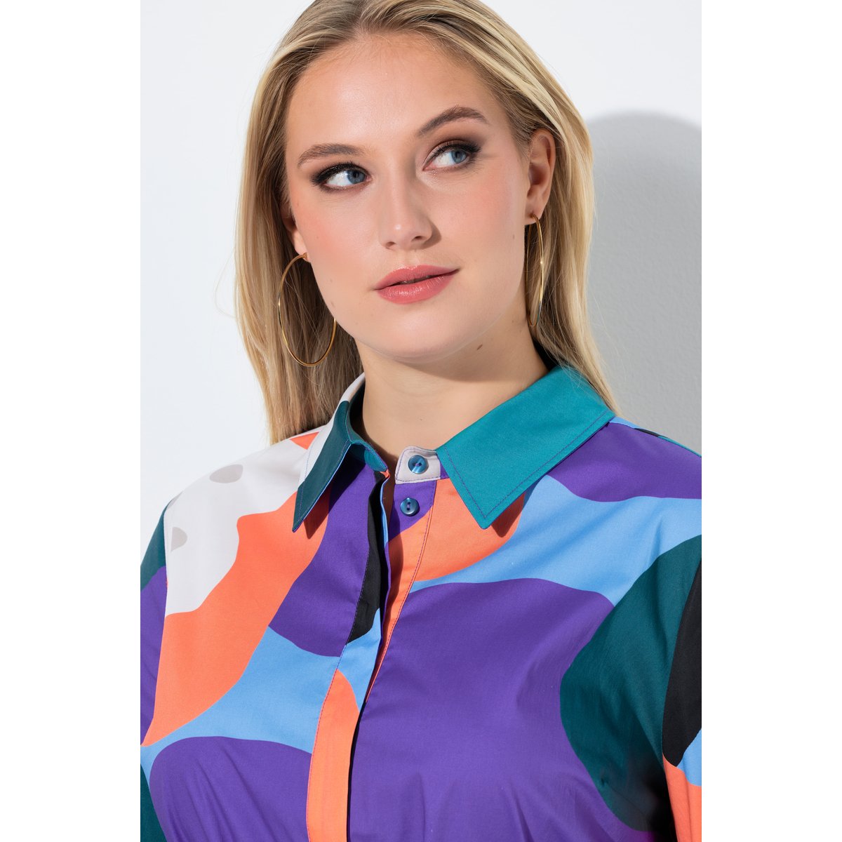 Robe chemisier longueur midi violet, ULLA POPKEN