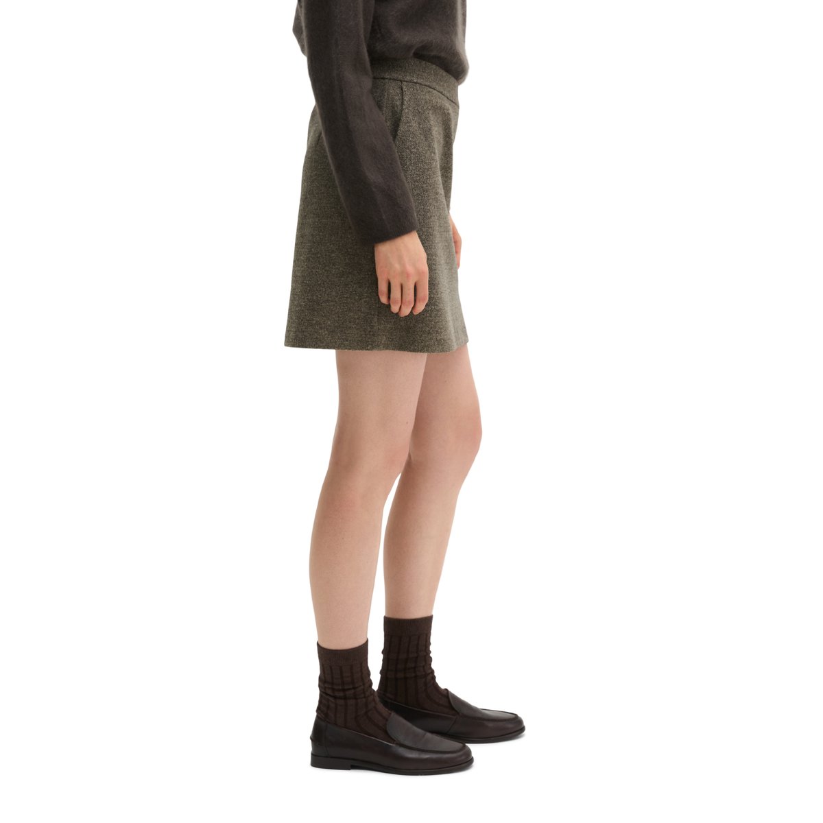 Jupe en jersey de tweed ajustée Mélange extensible de coton bio, polyester et viscose marron, MARC O'POLO