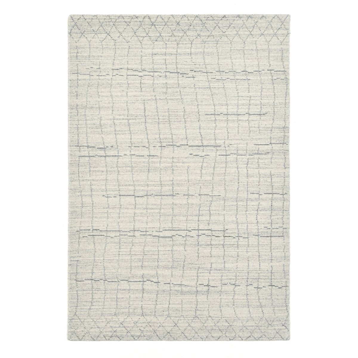 Tapis tissé main en laine vierge et polyester argent, THEKO