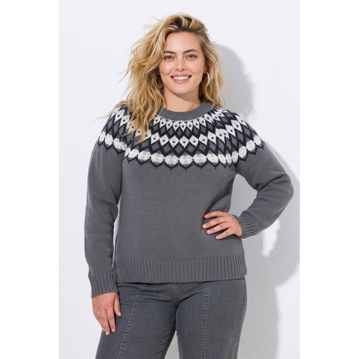 Pull motif norvégien gris chiné, ULLA POPKEN