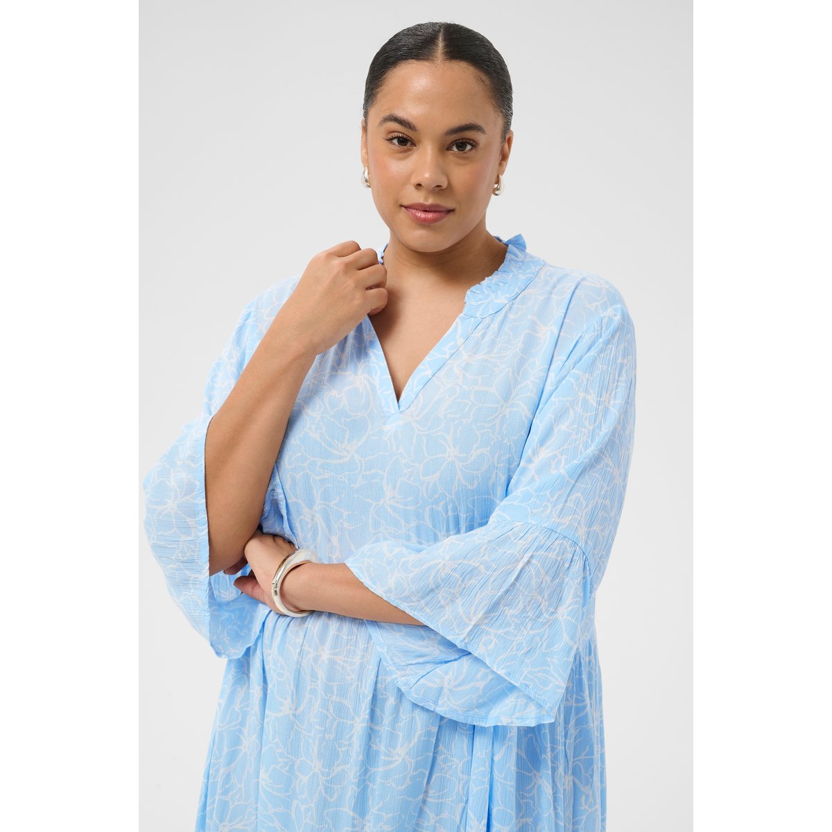 Robe bleu nantucket breeze chalk flower, KAFFE CURVE