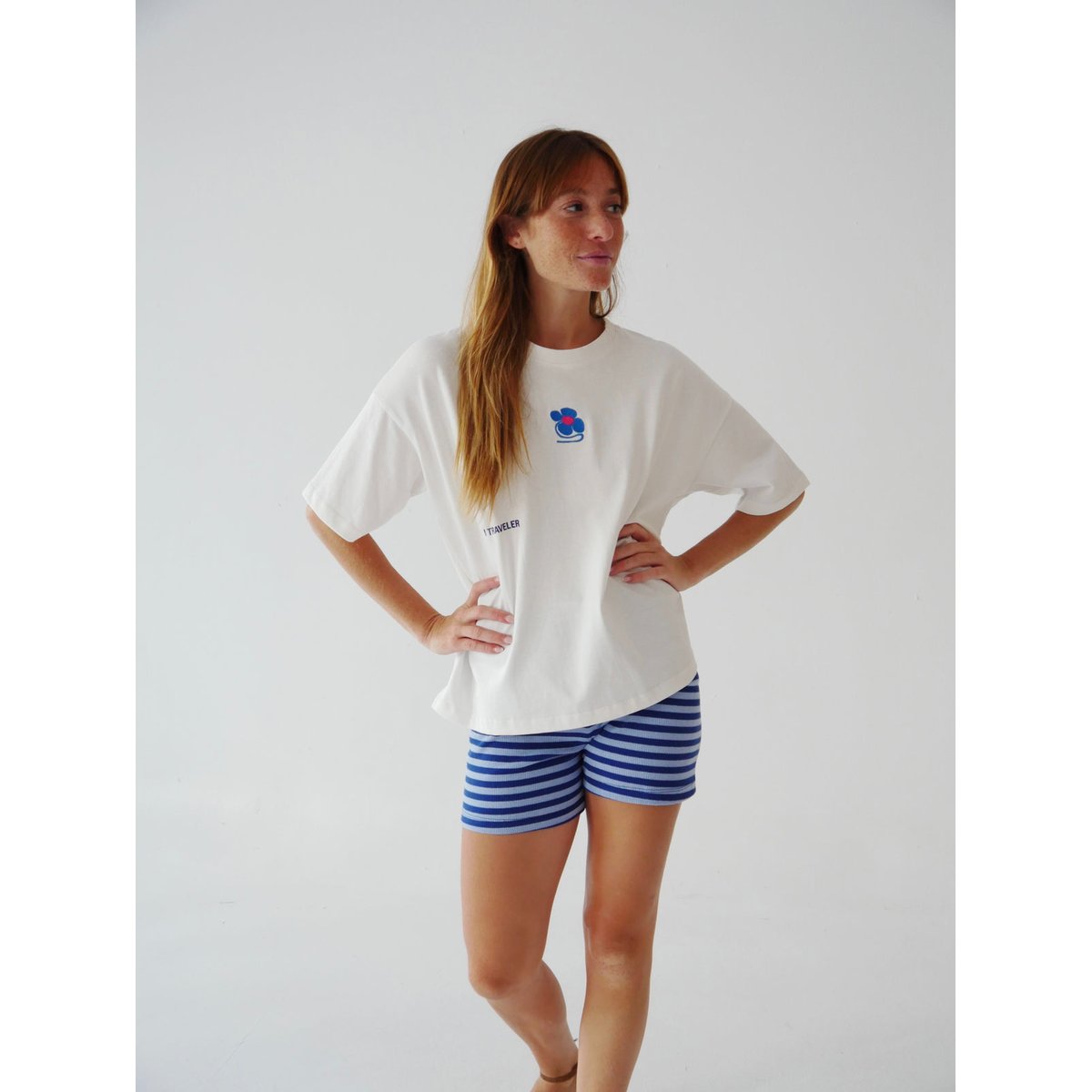 T-shirt imprimé dos MEDITERRANEAN FLOWER blanc, MINDTRAVELER