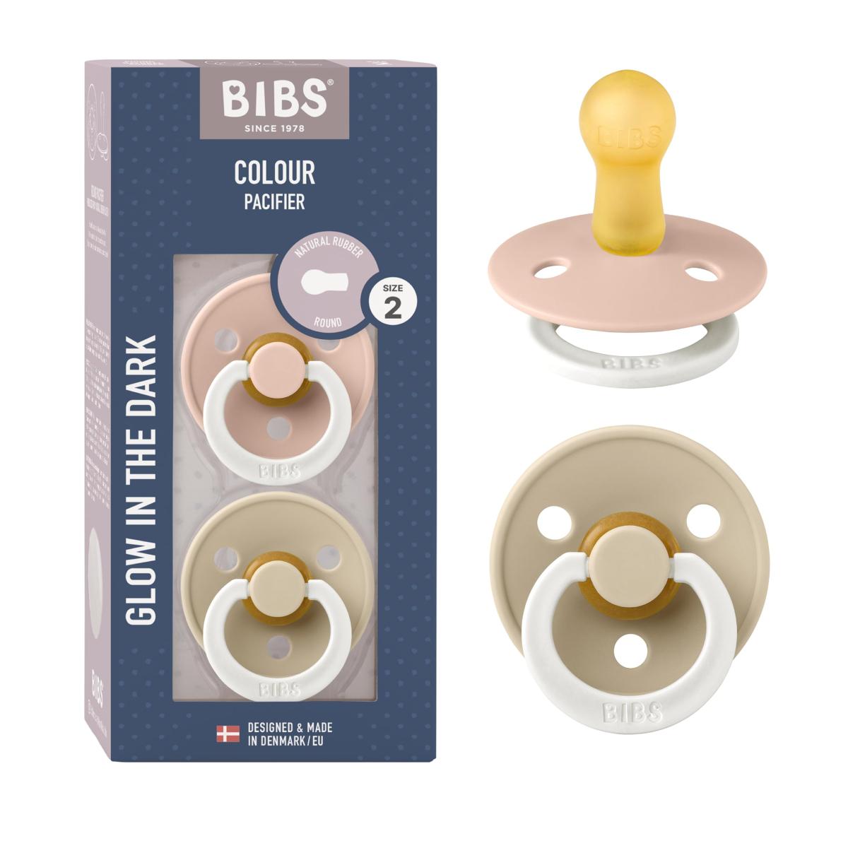 Lot de 2 sucettes - Latex de caoutchouc naturel - phosphorescent Taille 2 18 mois Blush /Vanilla couleur unique, Bibs