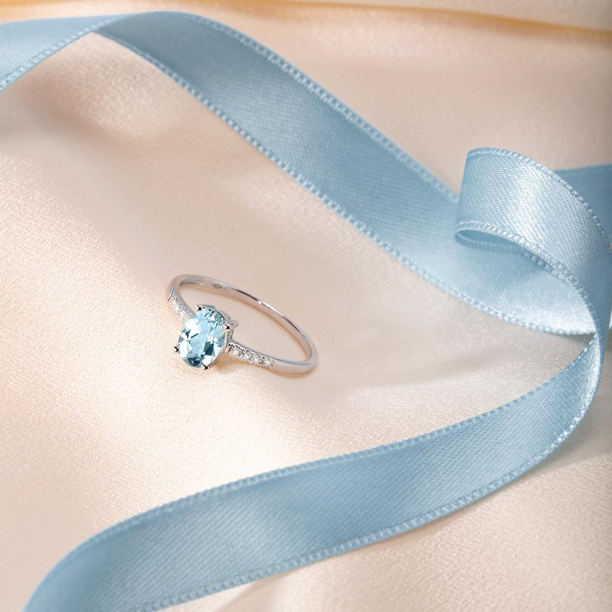 Bague en or blanc 750 ACQUAMARINA argent, BLUESPIRIT