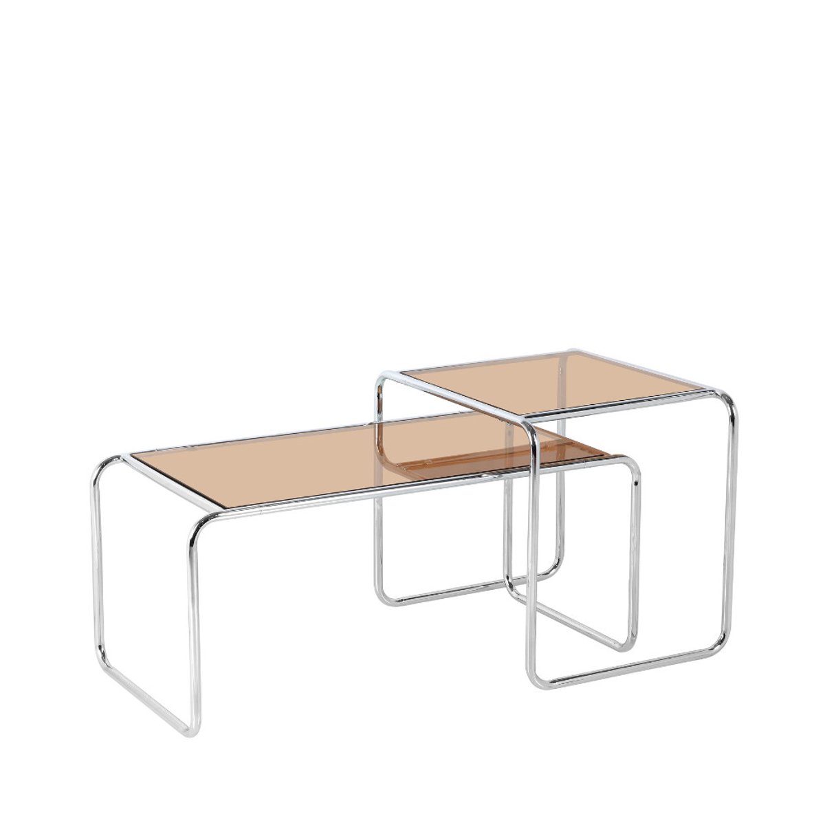 Table basse en verre pieds chrome- RIKA verre ambré, DRAWER