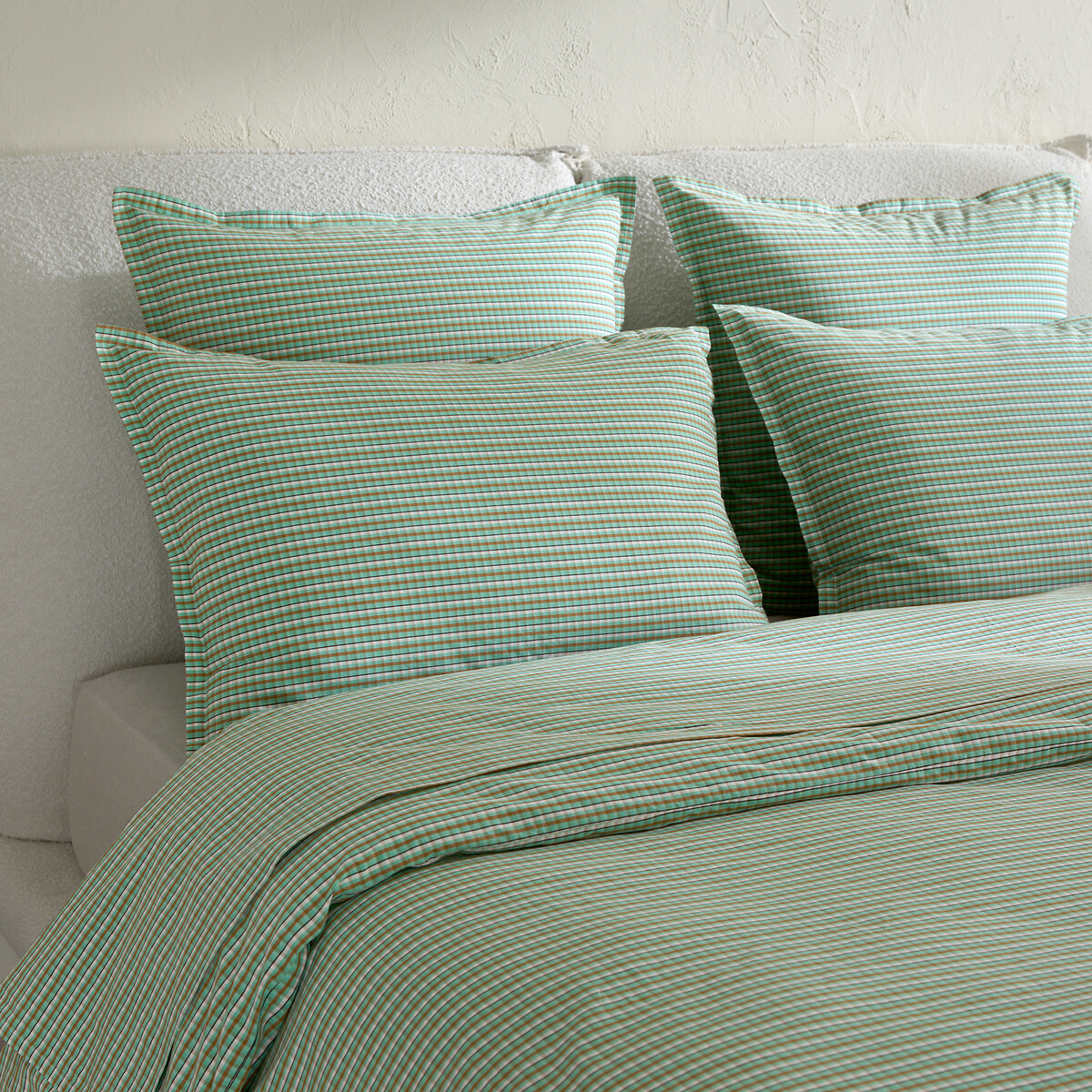Taie d'oreiller en percale lavée 120 fils, JALIANI carreaux menthe, AM.PM