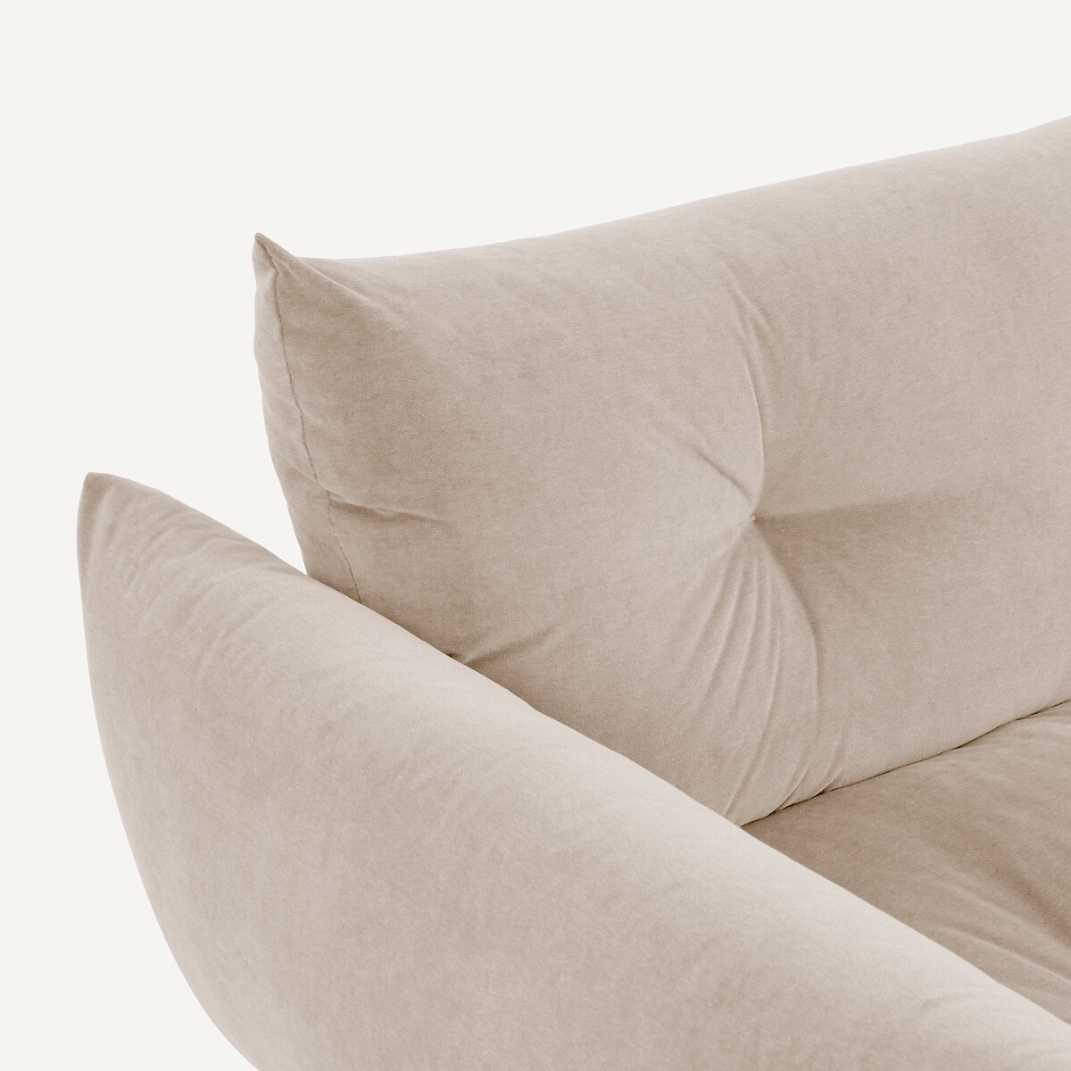 Canapé compact, 3 places, en velours stone, VITORIA avoine, AM.PM
