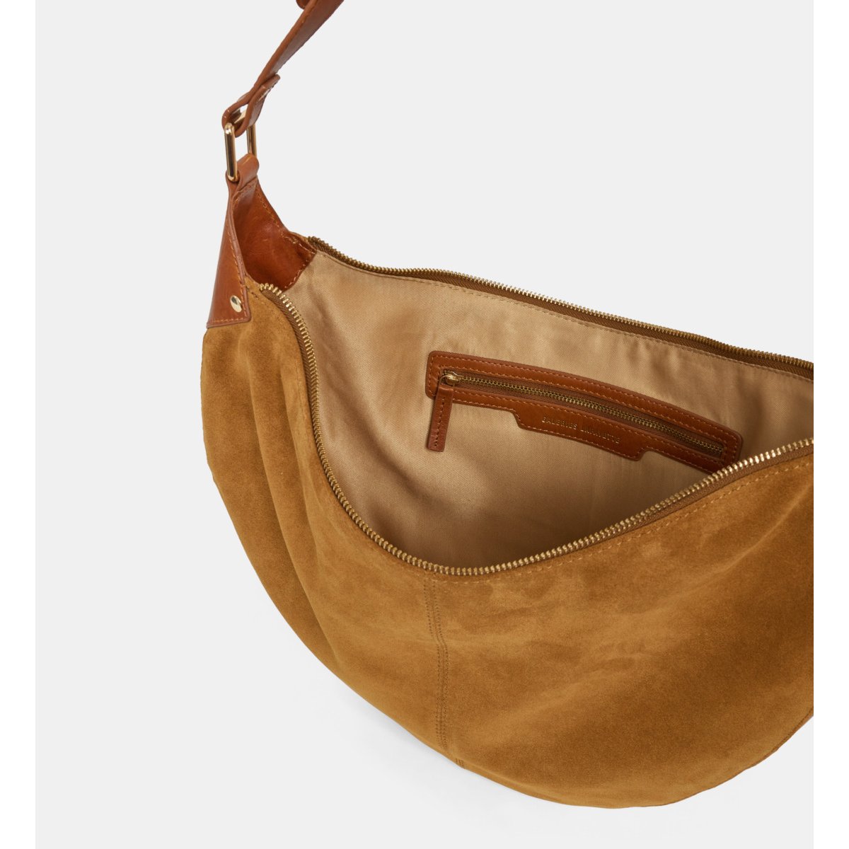 Sac à main hobo roby cuir et daim camel marron, GALERIES LAFAYETTE