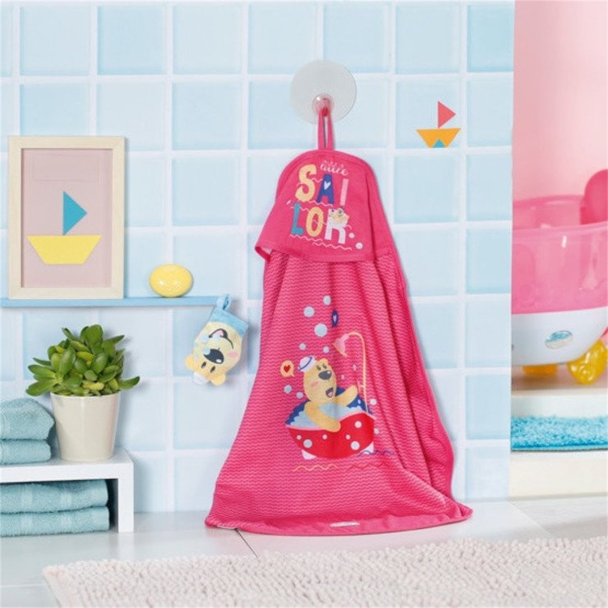 BABY born Bath Serviette de bain à capuche et gant de toilettes multicolore, ZAPF CREATION