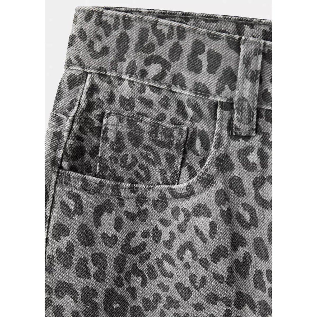 Jean droit léopard gris anthracite, MANGO KIDS