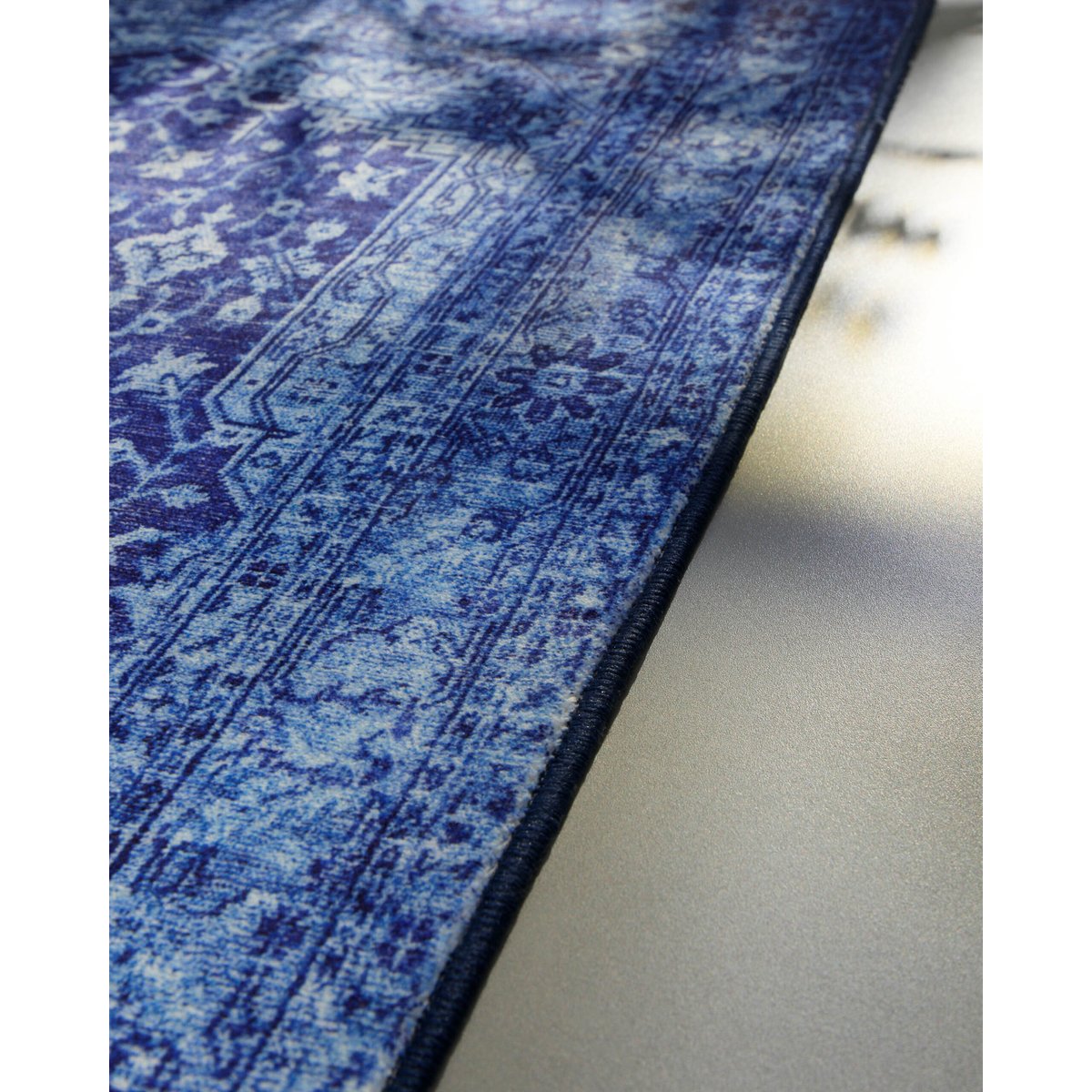 Tapis de bain WECONhome Ralph, design vintage oriental, dos TPE antidérapant, lavable 30 °C, certifié OEKO-TEX® , Ralph bleu multicolore, WECON HOME