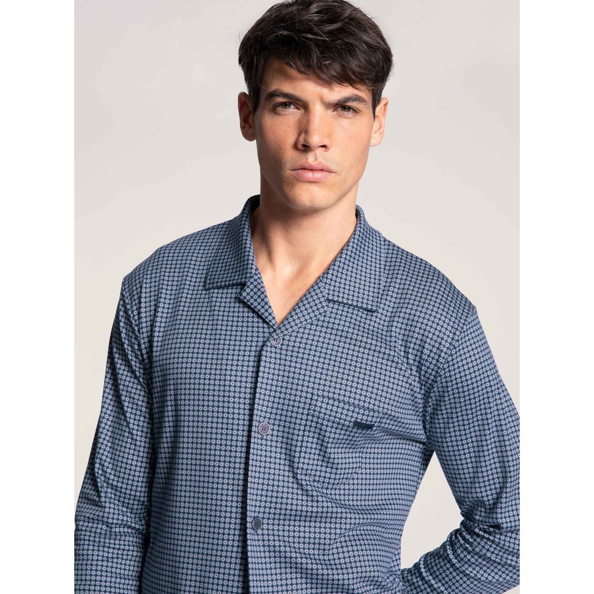Pyjama boutonné sur toute la longueur manches longues Coton RELAX CHOICE indigo mood, CALIDA