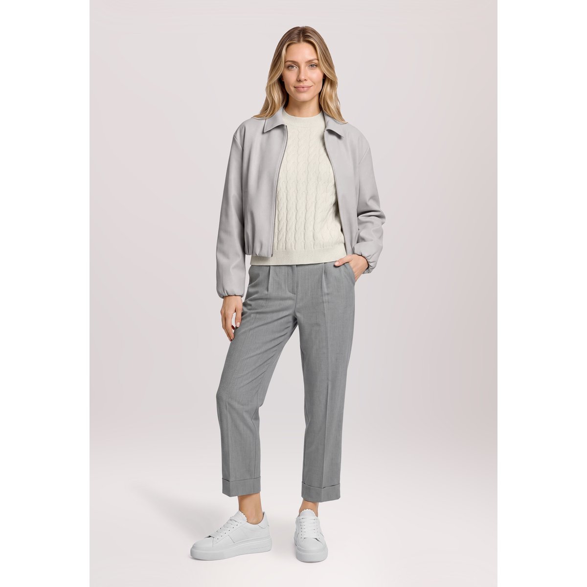 Pull-over en maille à teneur en fil fantaisie white sand, BETTY & CO