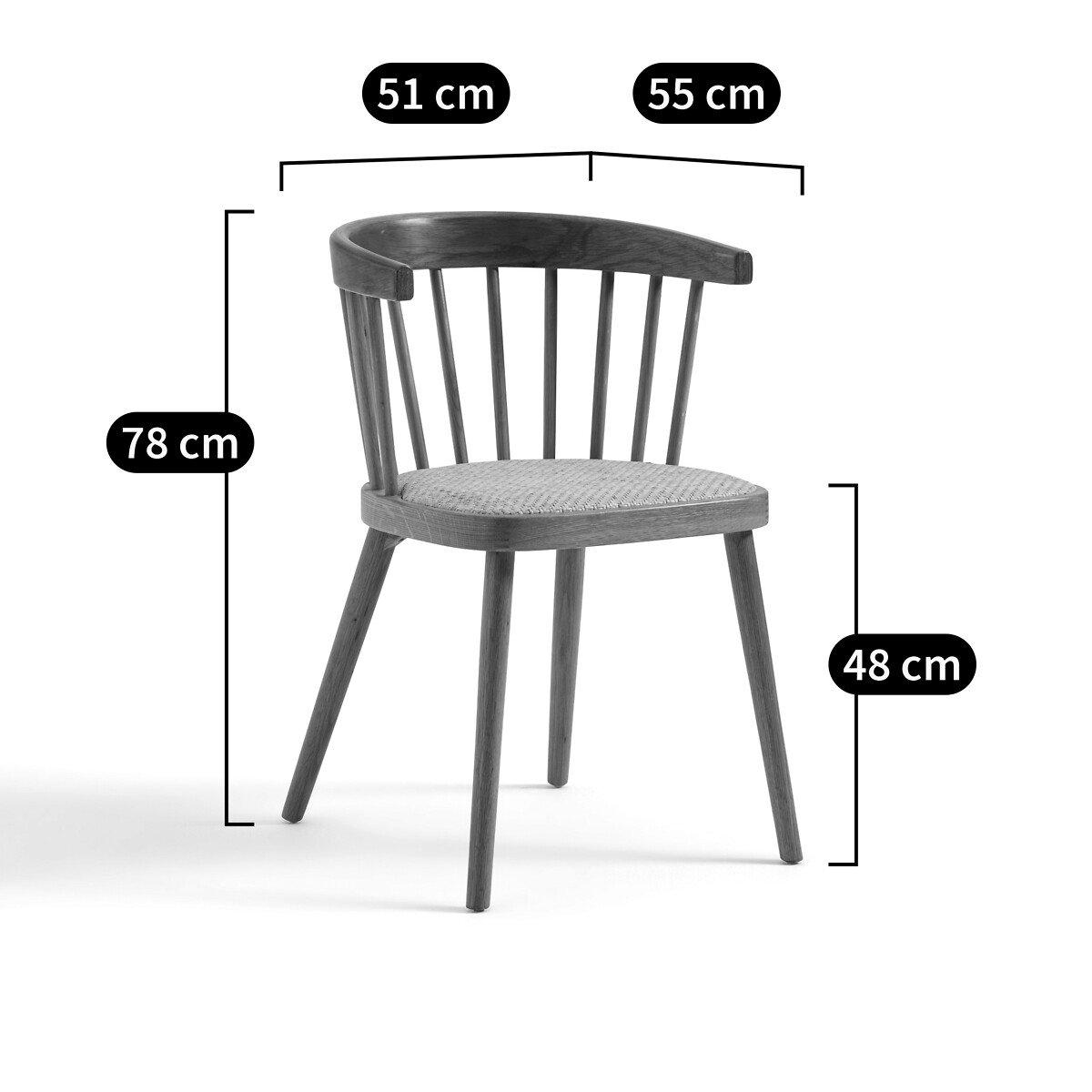 Sillón de mesa de roble y ratán Portman roble medio, LA REDOUTE INTERIEURS