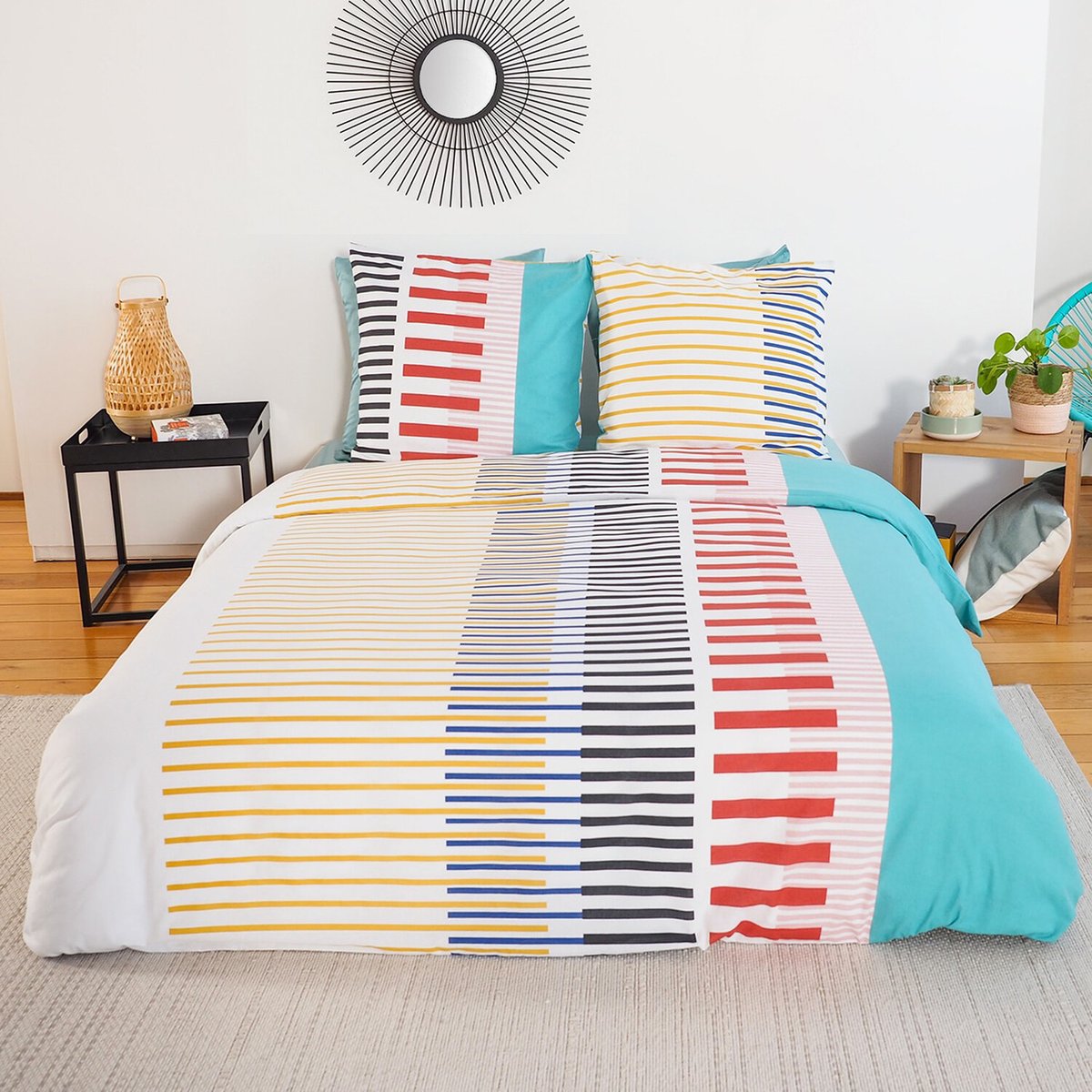 Parure imprimée avec taie(s) en housse de couette polycoton, Chris multicolore, C DESIGN HOME TEXTILE