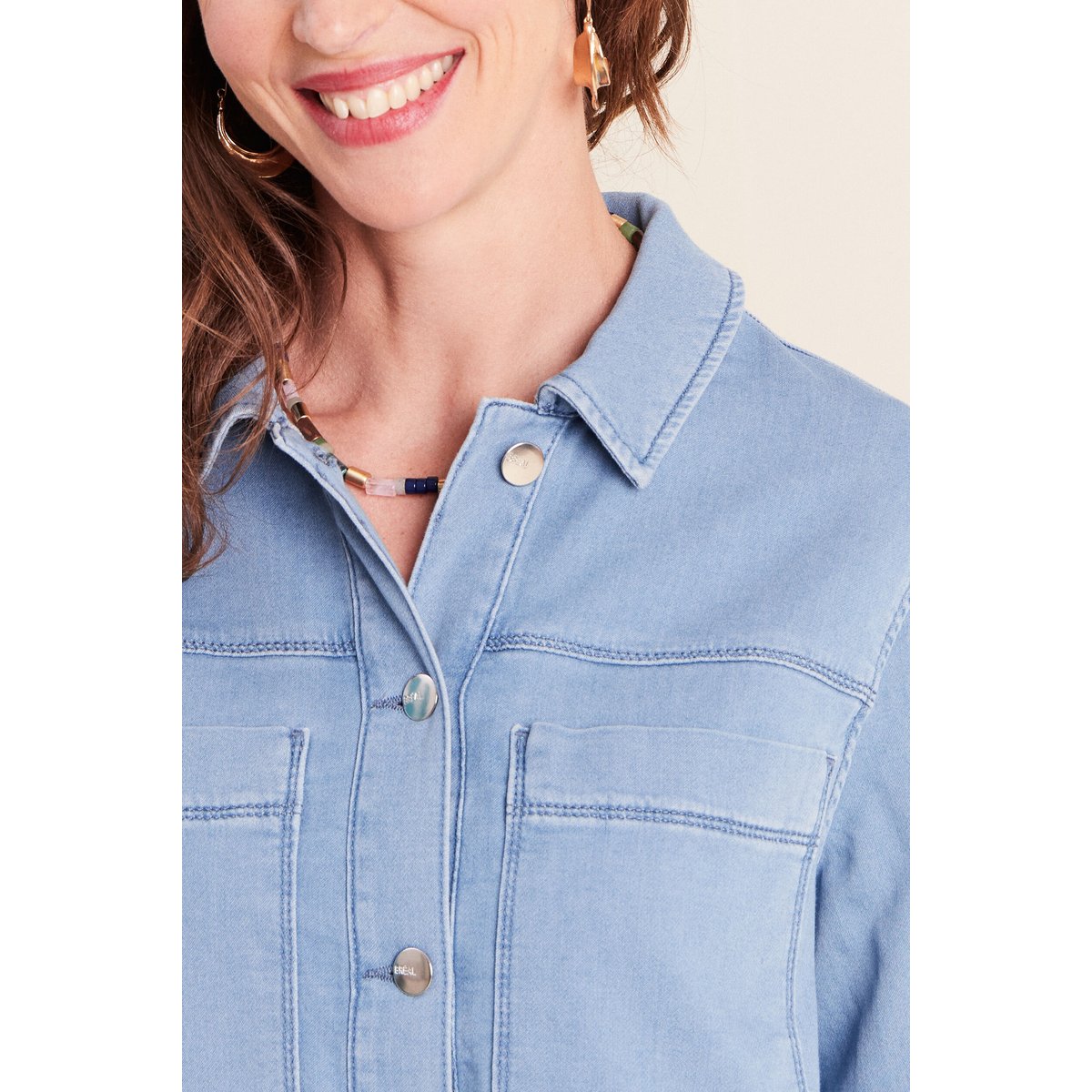 Veste jean manches longues denim bleach, BREAL