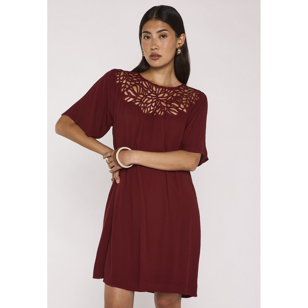 Robe droite avec dentelles PERFECTION brique, Maison 123