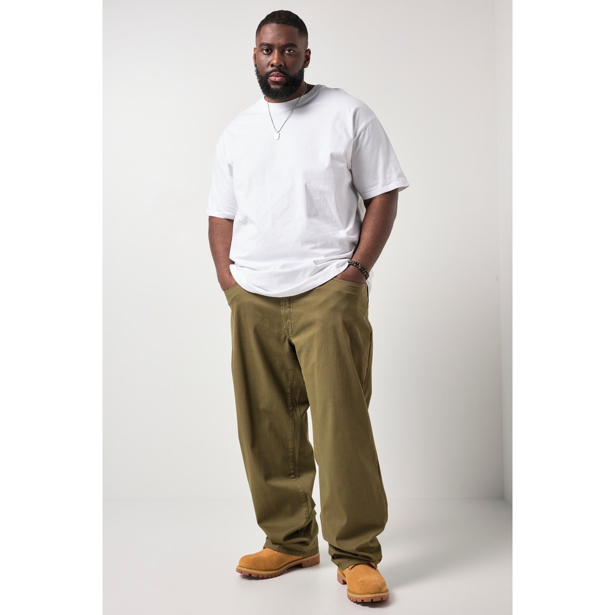 Pantalon en sergé, 5 poches vert sapin, STHUGE