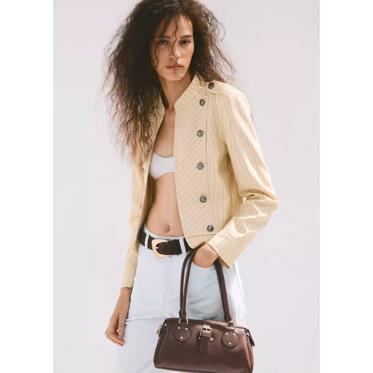 Sac bowling à boucle marron, MANGO
