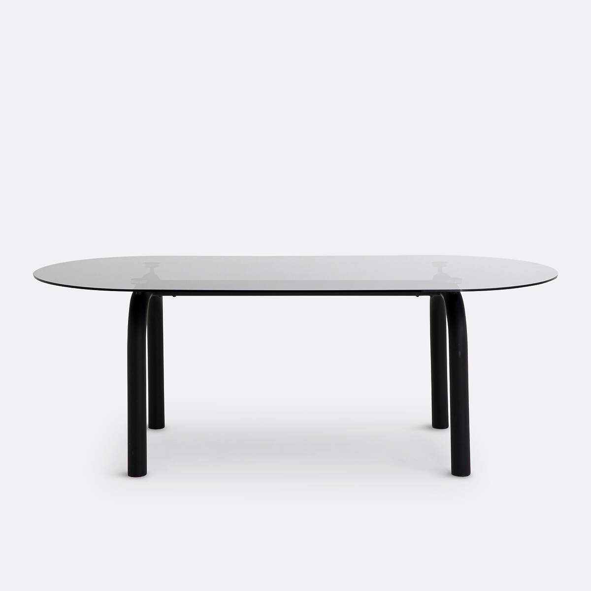 Ovale eettafel, gerookt glas en staal, 6 tot 8 couverts, POLLY zwart, LA REDOUTE INTERIEURS