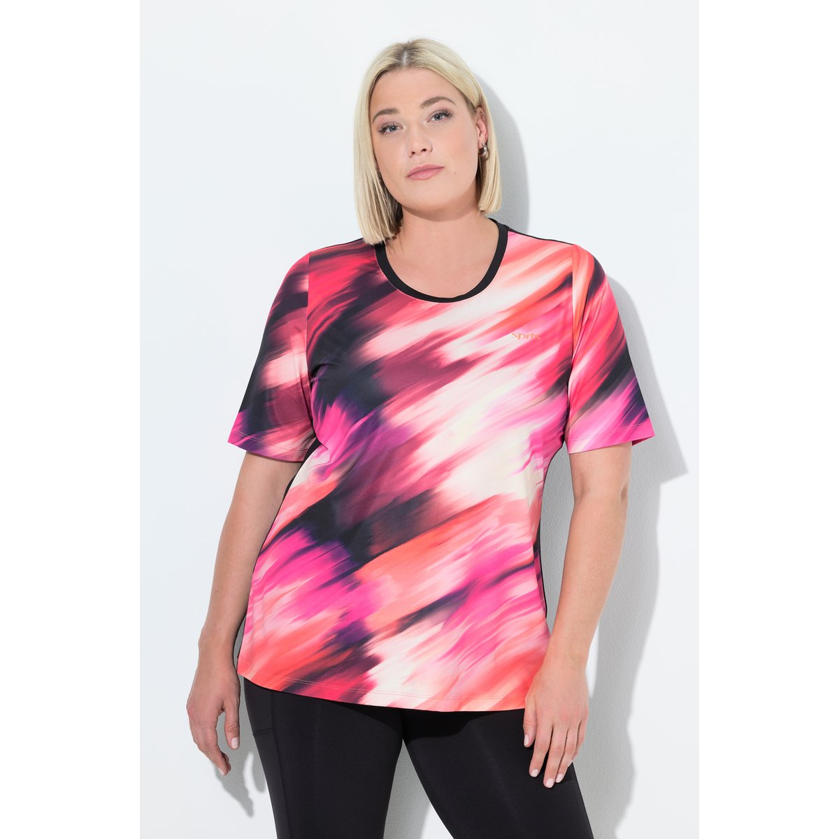 T-shirt décolleté rond et manches courtes rouge hibiscus, ULLA POPKEN