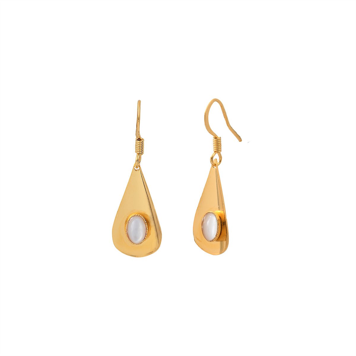 Boucles d'oreilles nacre blanche dorées - calla blanc, CAROLINE NAJMAN