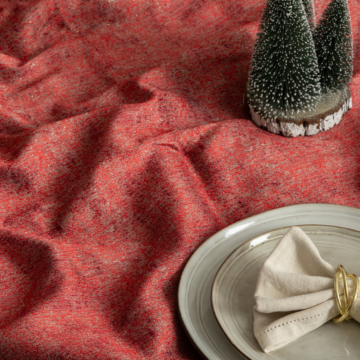 Nappe de Noël "Soir de Noël" rouge 140x240cm rouge, FEERIC LIGHTS & CHRISTMAS