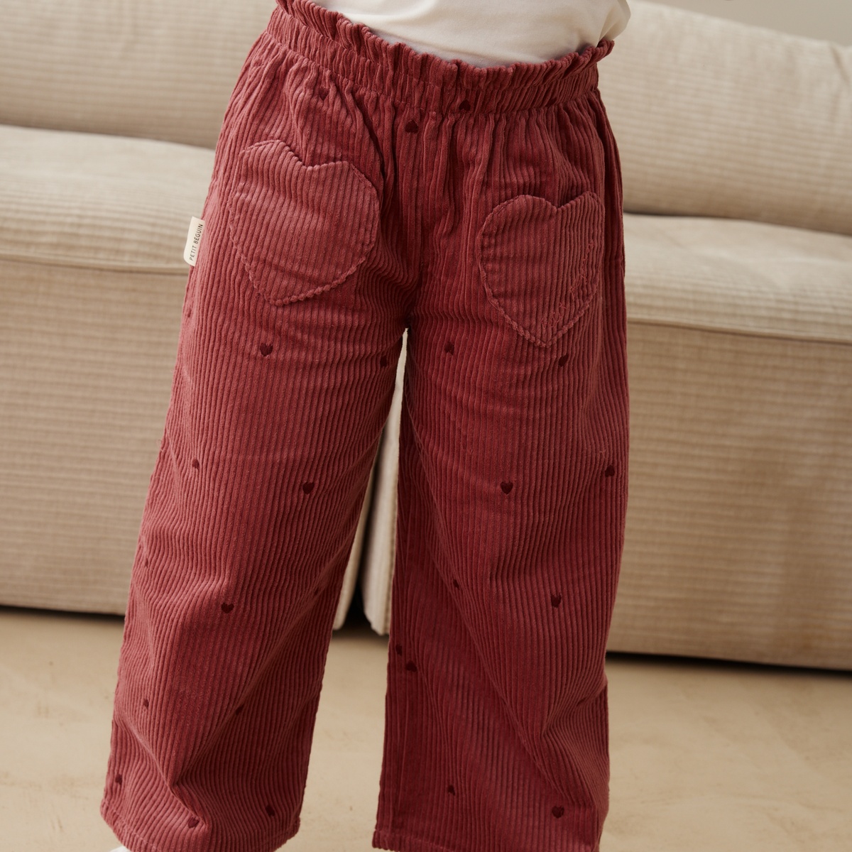 Pantalon enfant en velours côtelé Aimée bordeaux, PETIT BEGUIN