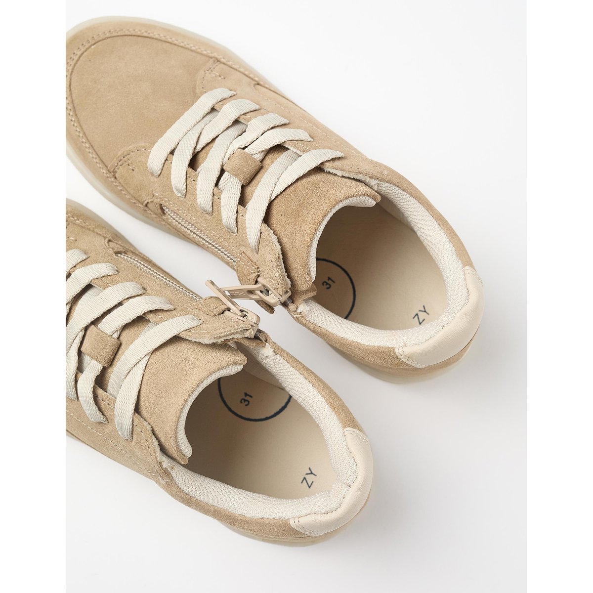Baskets en daim à lacets beige, ZIPPY