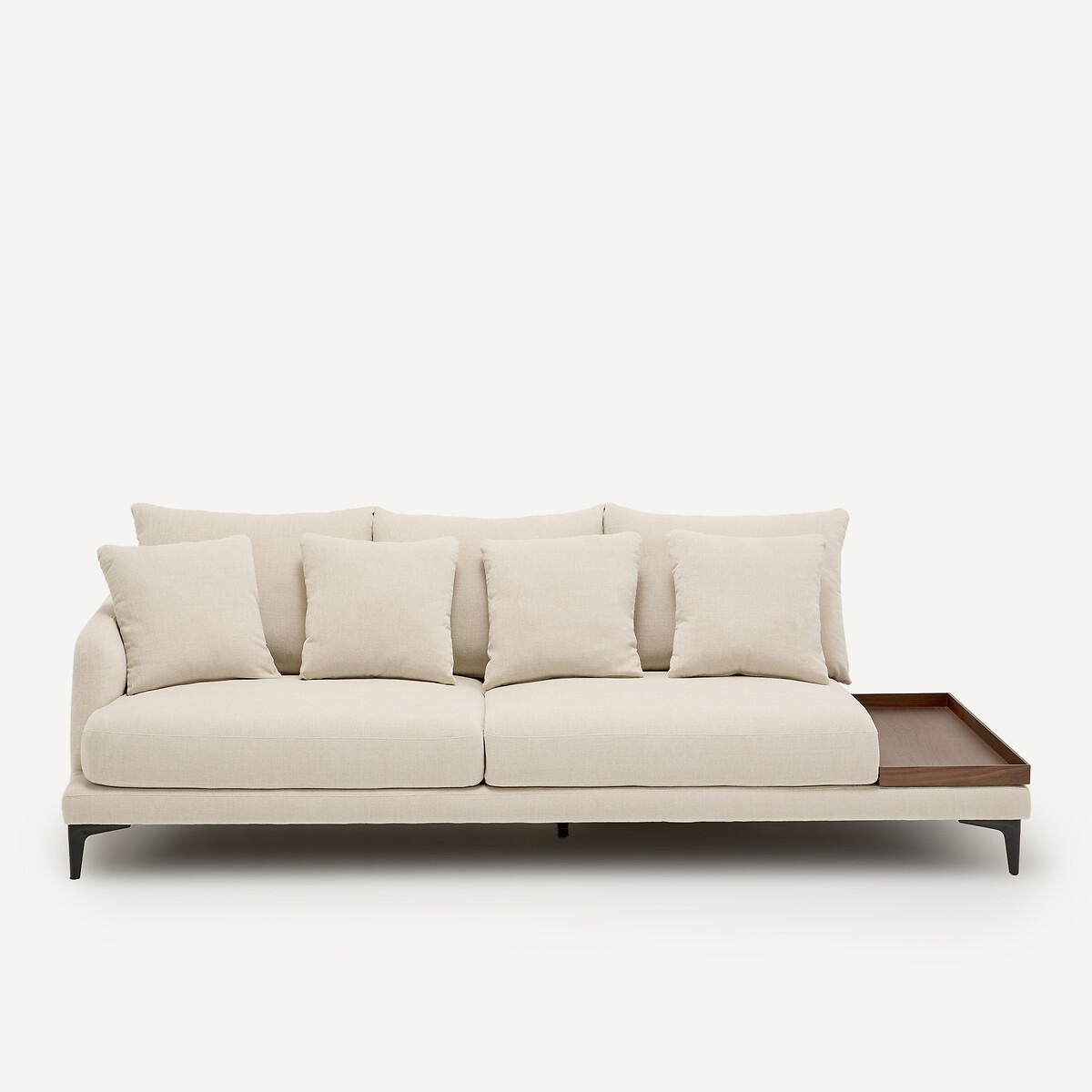 Demi-canapé avec plateau, en polyester natté, MODERNISTE ivoire, EMMANUEL GALLINA X AM.PM