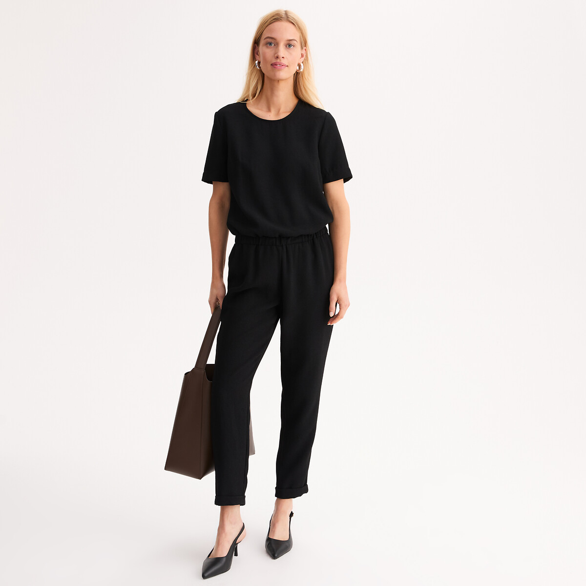 Combinaison, tissu reliéfé noir, ANNE WEYBURN
