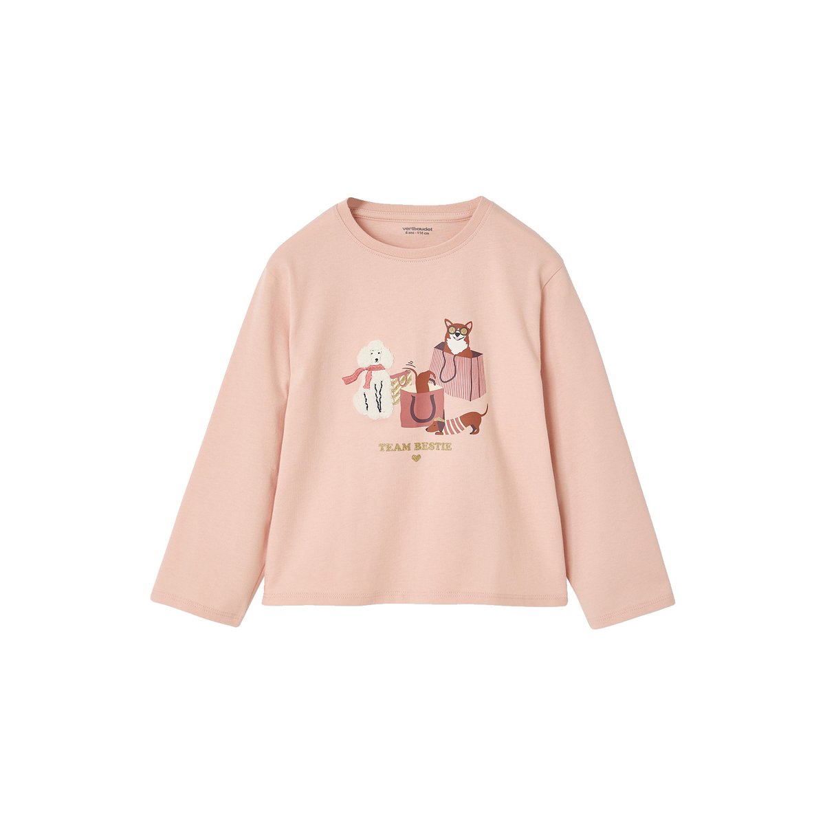 T-shirt manches longues rose poudré, VERTBAUDET