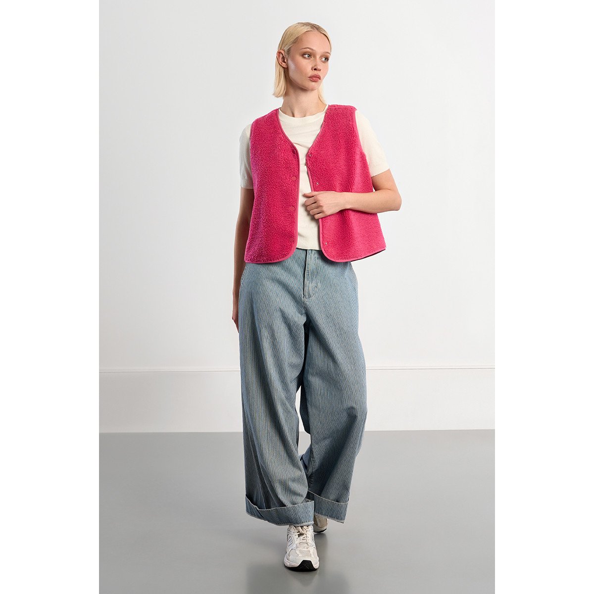 Veste courte sans manches fuchsia, LILI SIDONIO