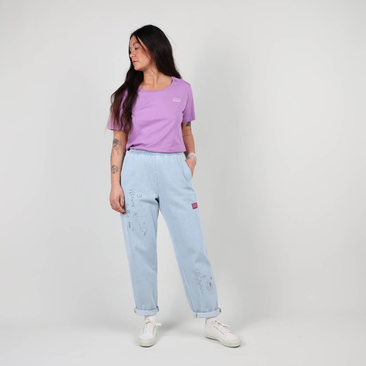 Tee-shirt uni décolleté brodé TARTAS waterlily, OXBOW