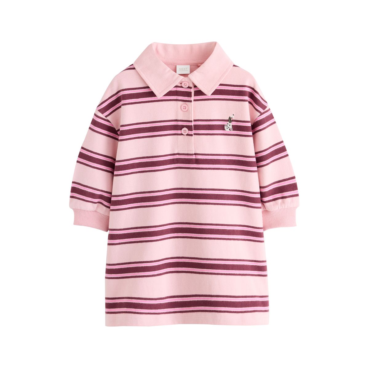 Robe sweat style rugby à manches longues rose à rayures, NEXT