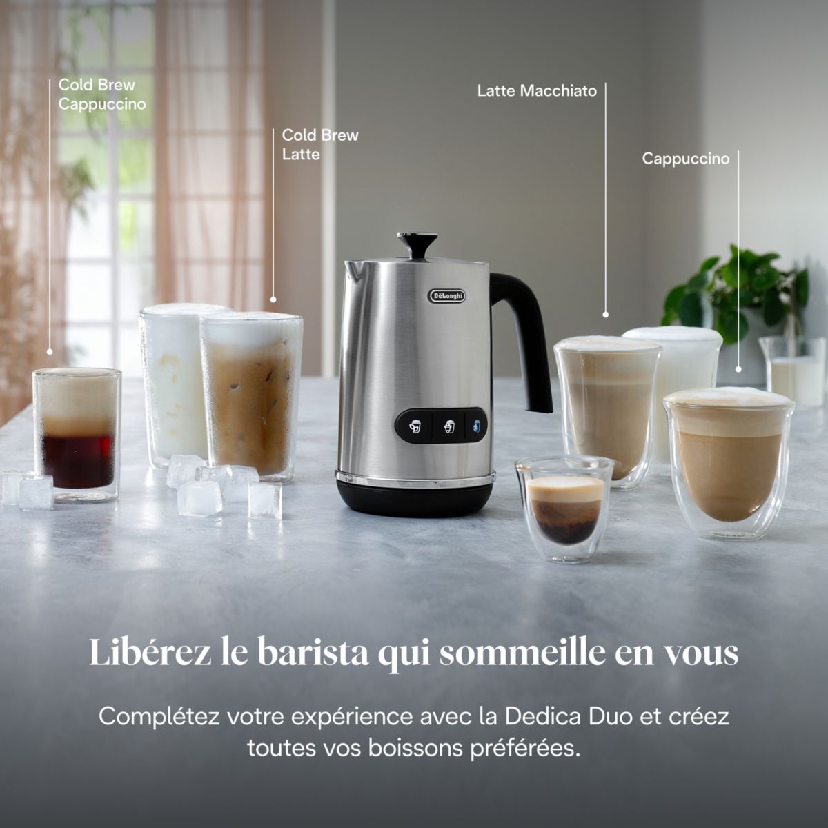 Mousseur à lait LatteMix Métal EMF3.M couleur unique, DELONGHI