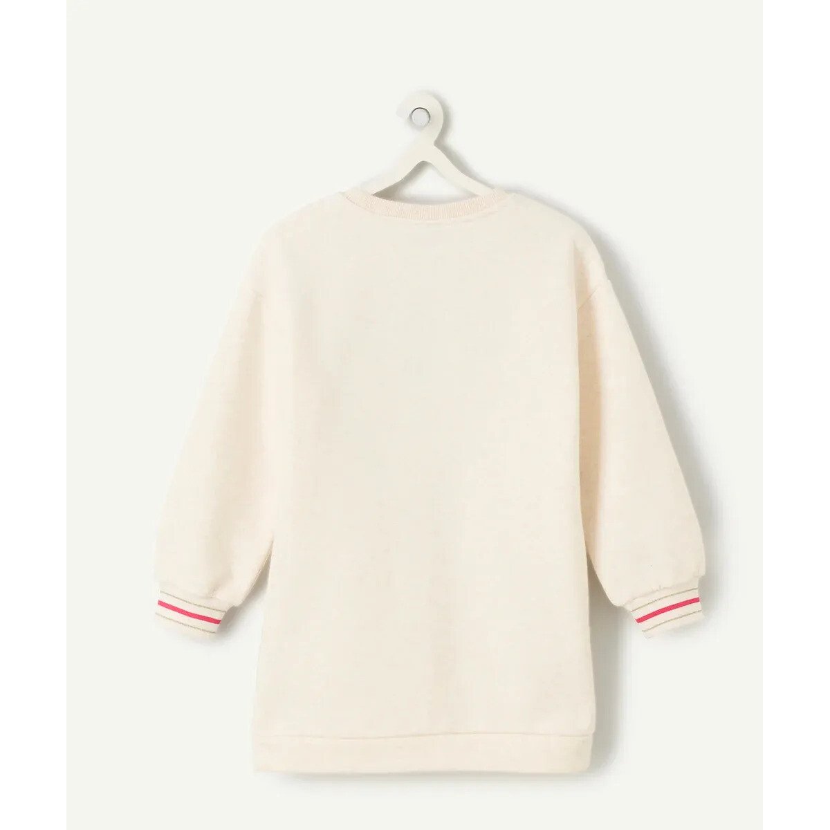 Brushed Fleece Dress with Sequined Slogan ecru , TAPE A L'OEIL