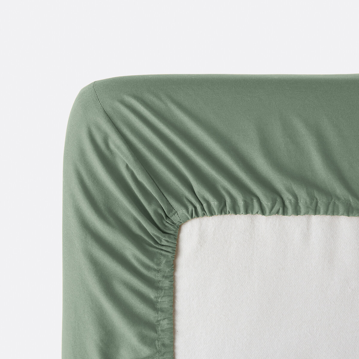 Scenario 30cm Plain Washed Cotton Fitted Sheet eucalyptus, LA REDOUTE INTERIEURS