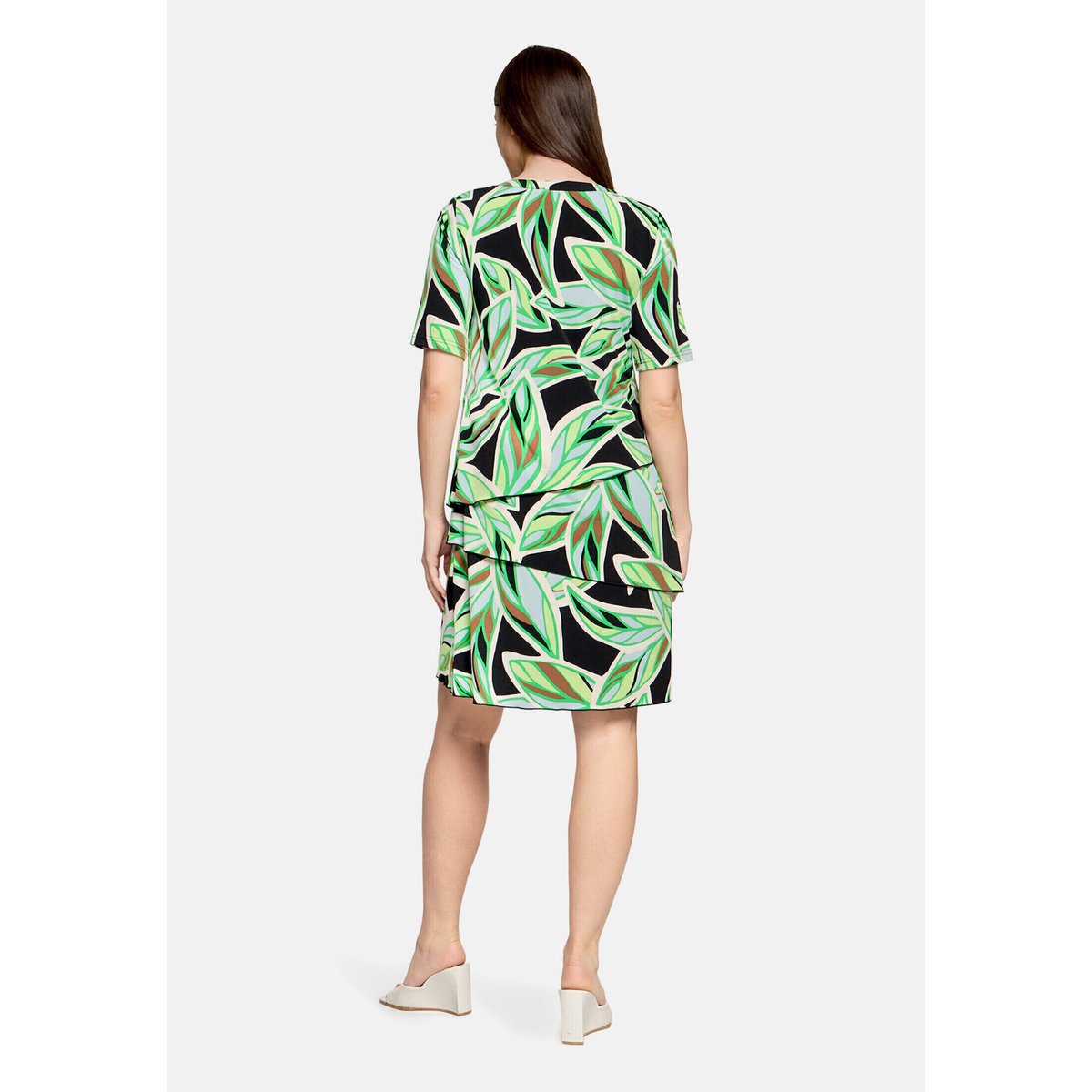 Robe à volants manches courtes green/cream, BETTY BARCLAY