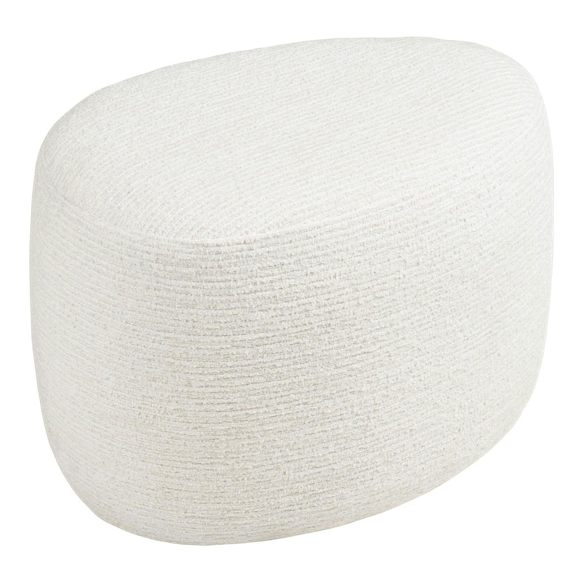 Pouf blanc tissu chenille forme organique 55 cm BERLIN blanc, PIER IMPORT