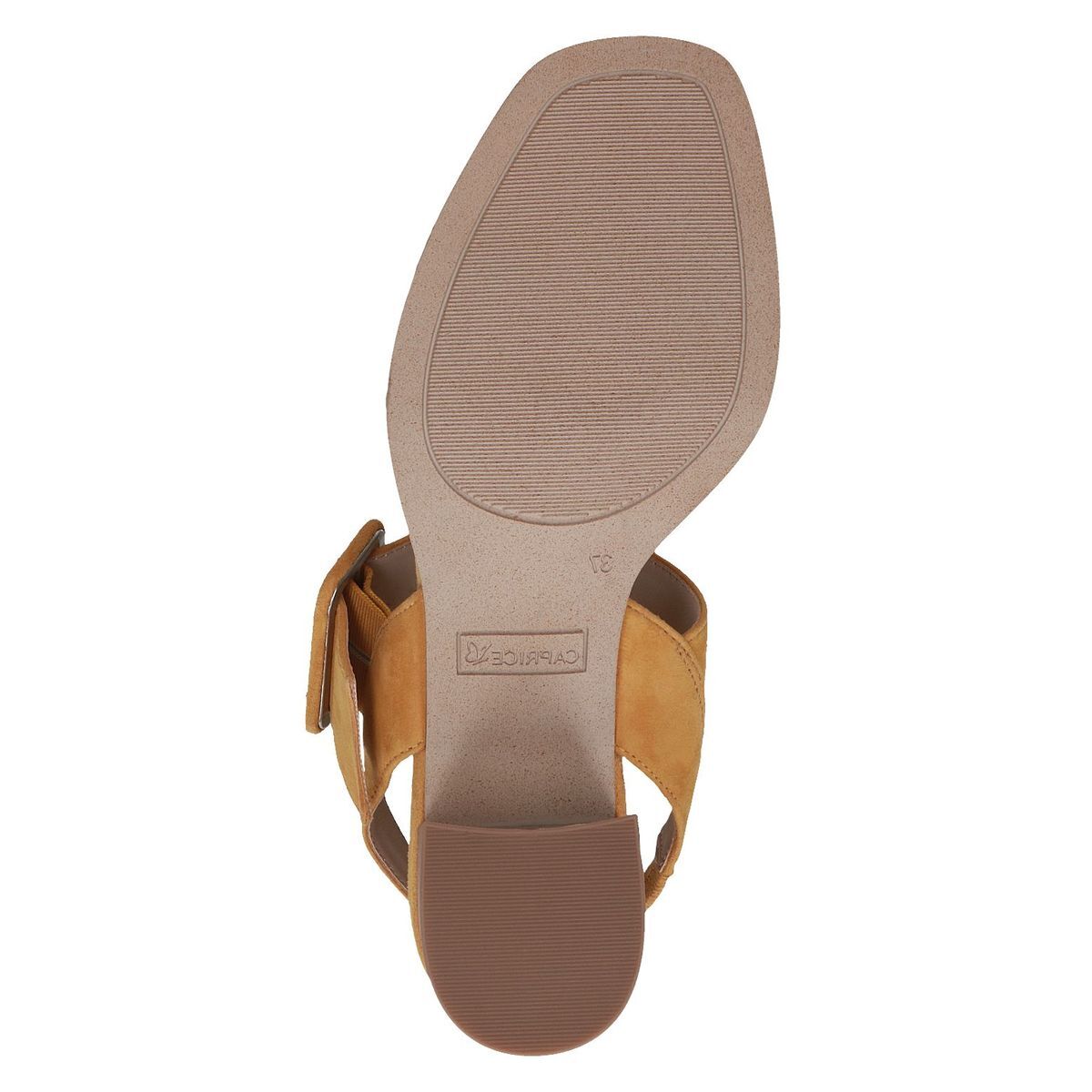 Sandale à talon en boucle jaune mangue suède, CAPRICE