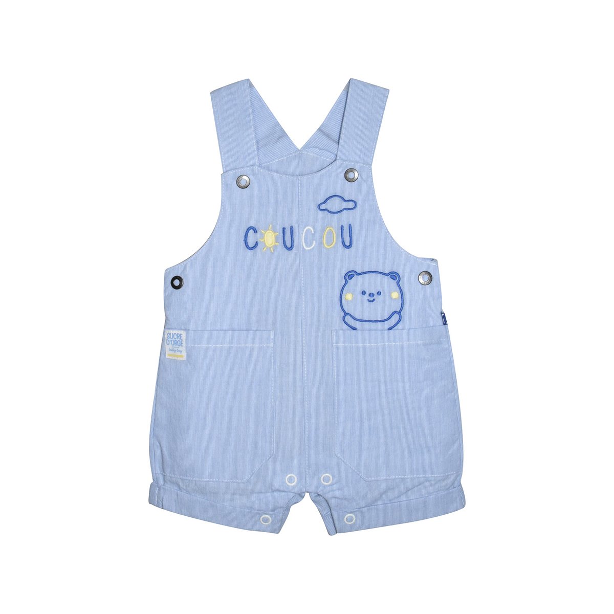Tshirt salopette lancelot court naissance bleu, SUCRE D'ORGE