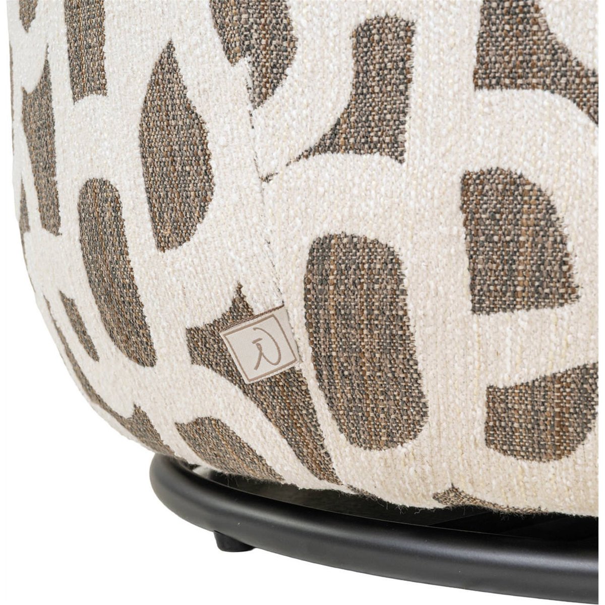 Fauteuil lounge à motif tissé brun tissé et beige, RECOLLECTION