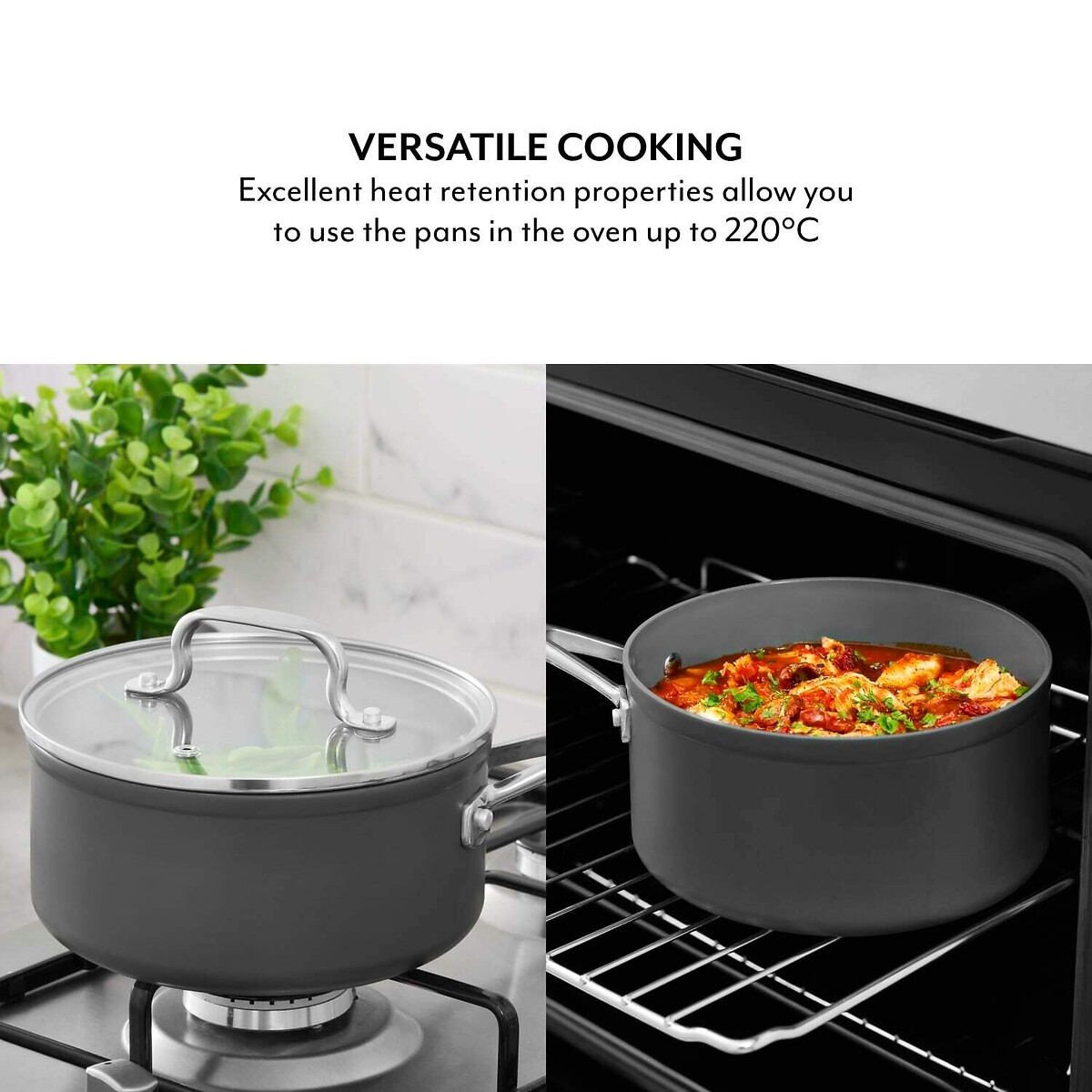 3-Piece SLT Core Hard Anodized Saucepan Set grey, SUR LA TABLE