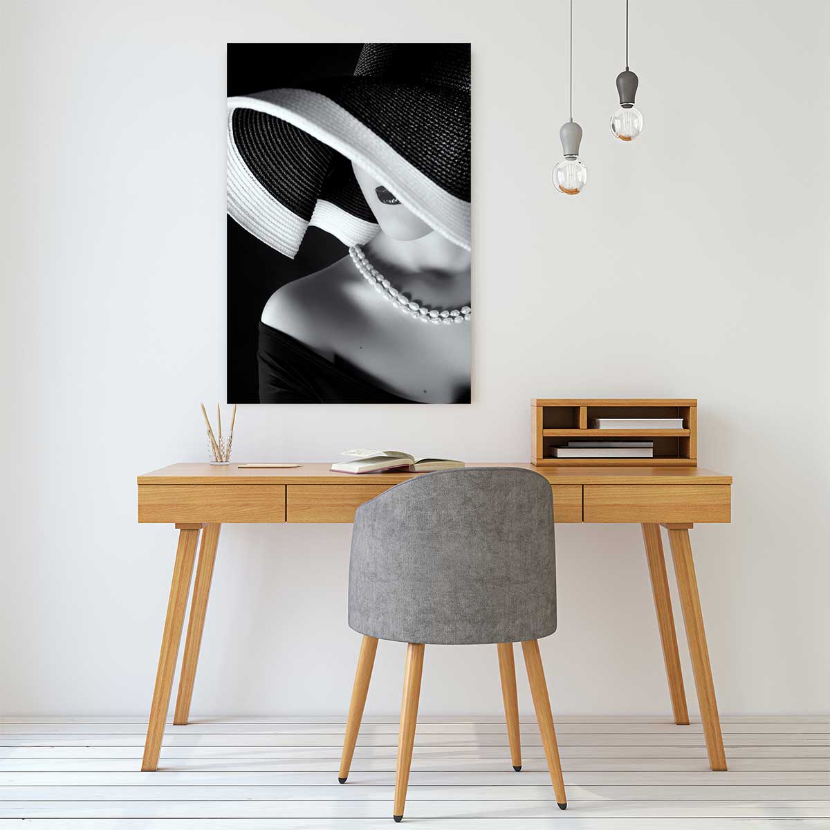 Tableau contemporain la femme au chapeau tableau alu dibond, HEXOA