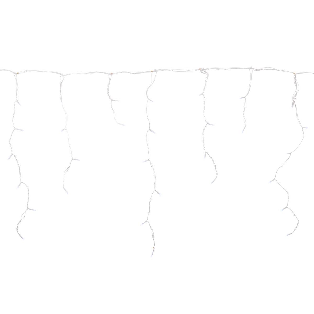 Rideau lumineux stalactite d'extérieur 5 m 300 LED blanc froid avec minuteur et transformateur unique, ATMOSPHERA